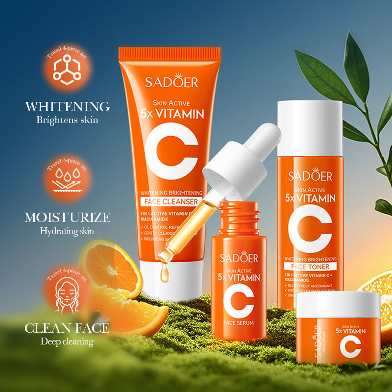 SADOER Fivefold Vitamin C Whitening Moisturizing Travel Set 30g+30ml+10ml+15g