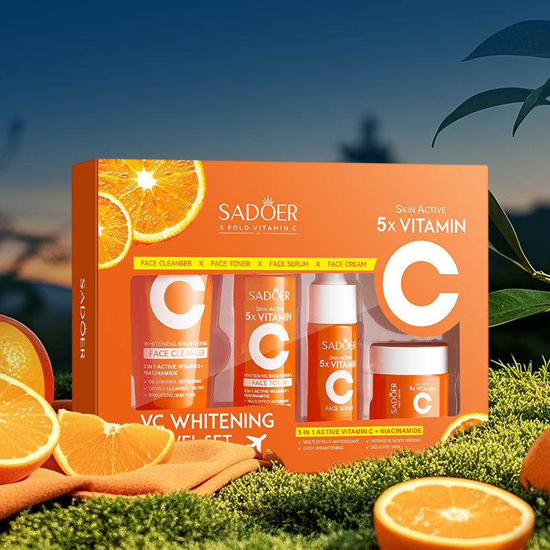 SADOER Fivefold Vitamin C Whitening Moisturizing Travel Set 30g+30ml+10ml+15g