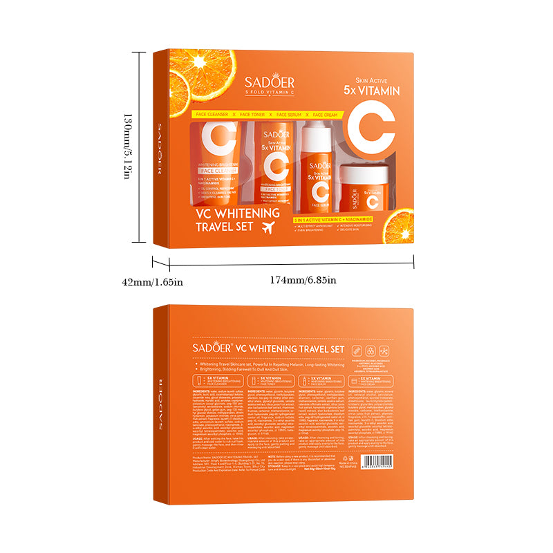 SADOER Fivefold Vitamin C Whitening Moisturizing Travel Set 30g+30ml+10ml+15g