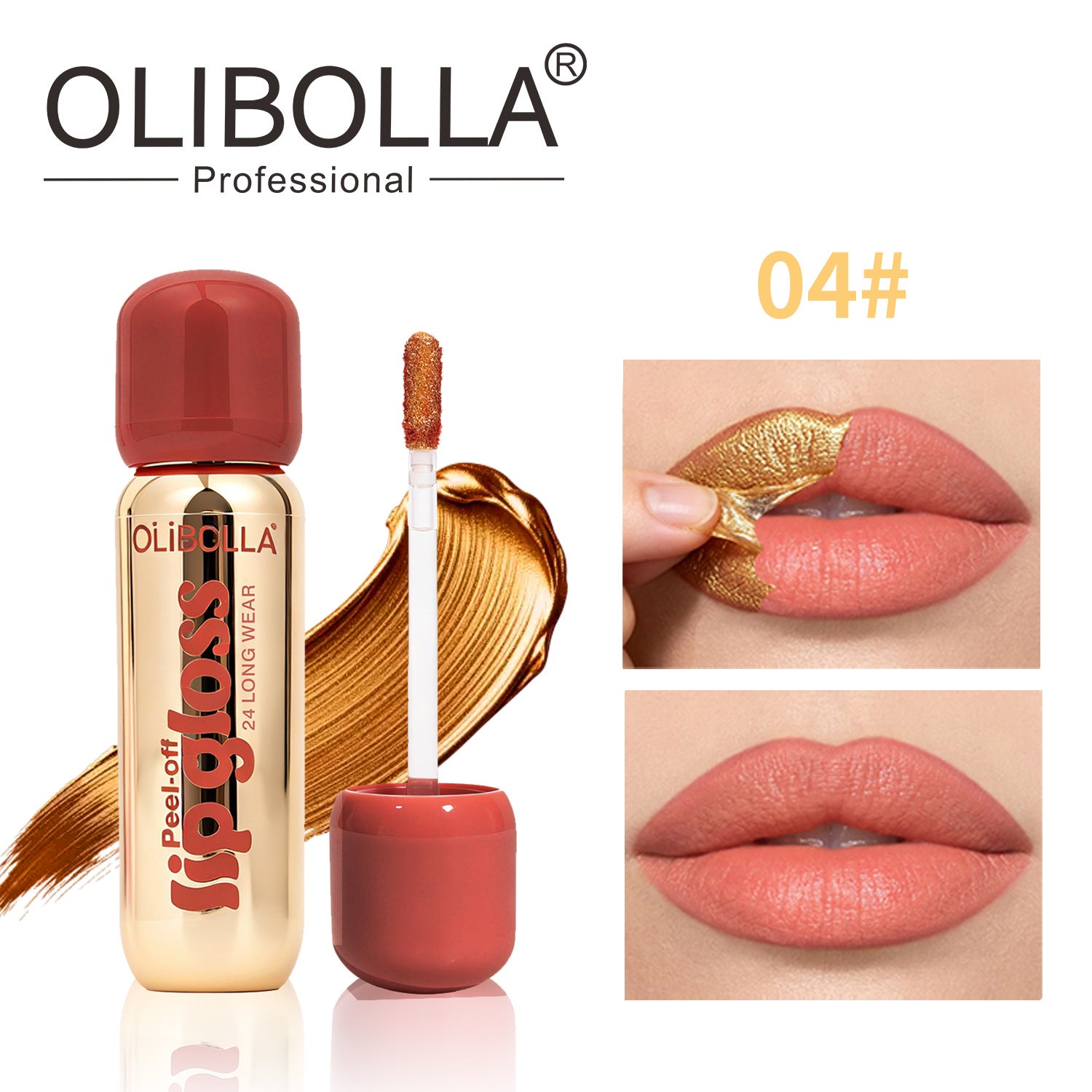 OLIBOLLA Matte Gold Peel-off Lip Liner Gloss Waterproof Long-lasting