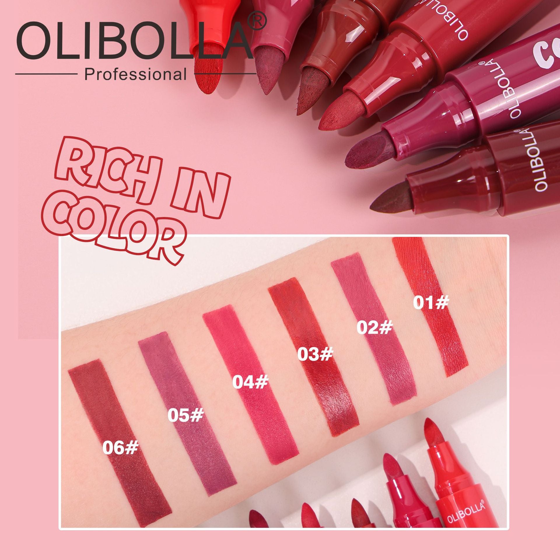 OLIBOLLA 6 Colors Matte Lip Liner Lipstick Long Lasting No Fade