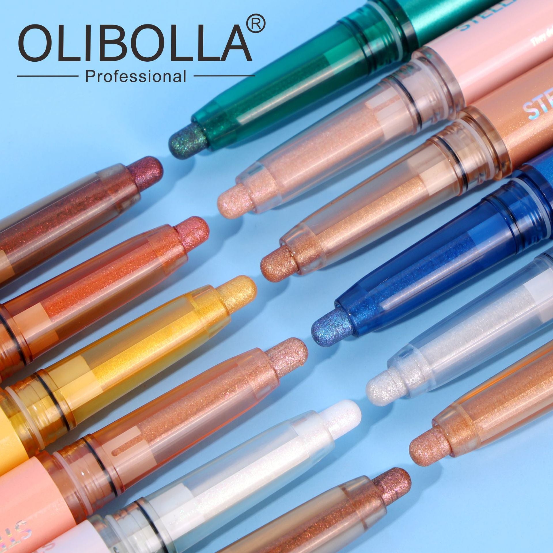 OLIBOLLA 12 Colors Highlight Eyeshadow Pen Shimmer Jelly Eyeshadow Stick