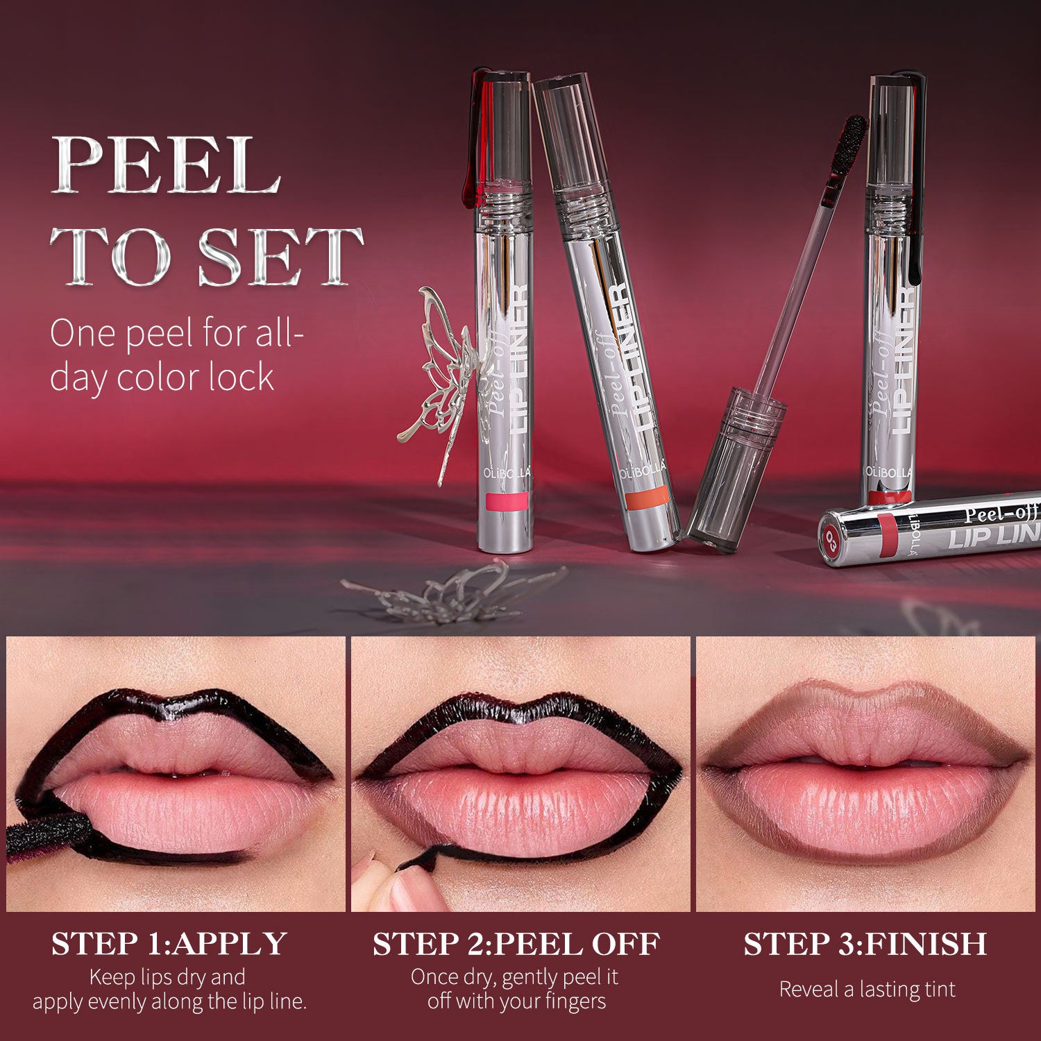 OLIBOLLA Peel-off Lip Liner Matte Lip Color Easy Coloring Lining