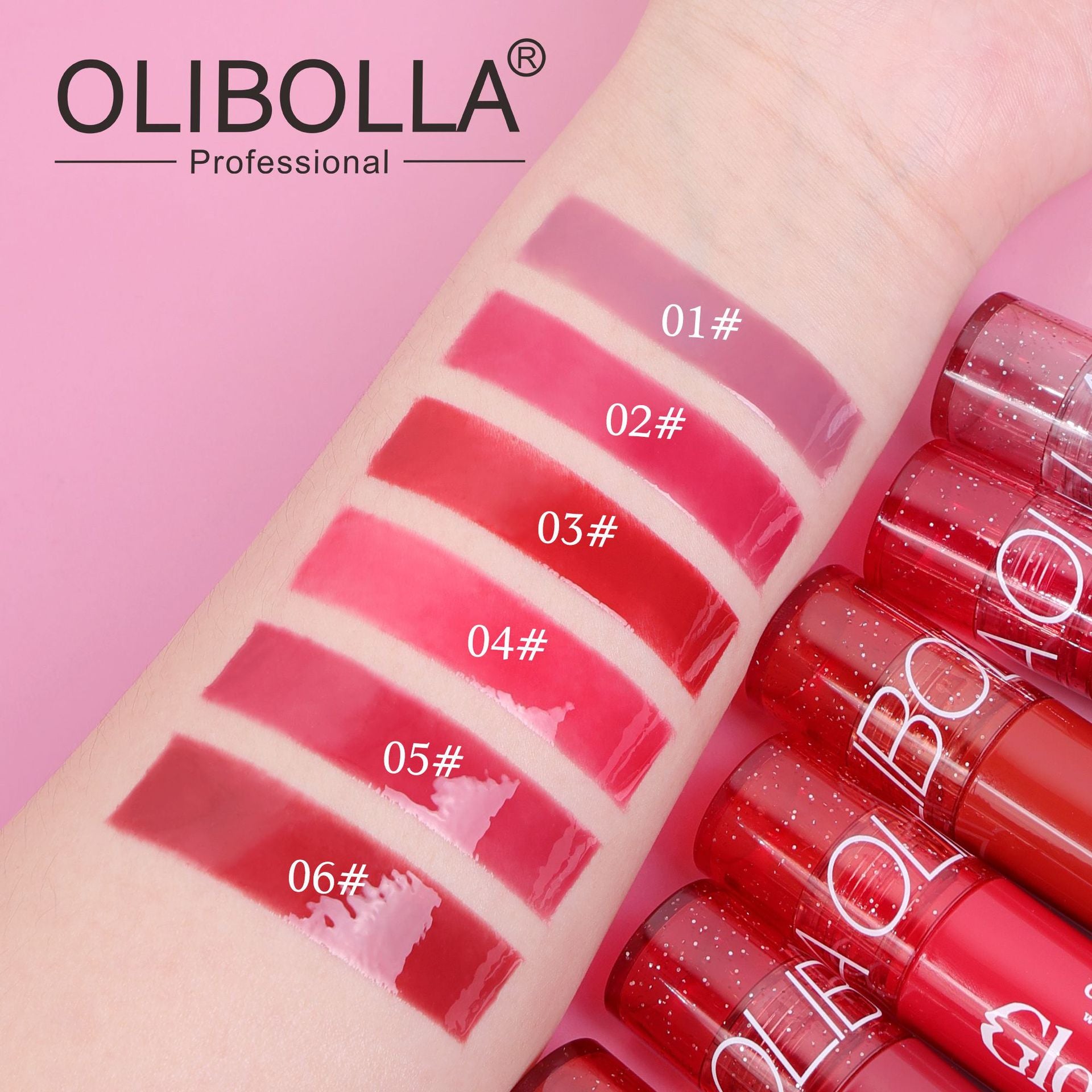 OLIBOLLA Glowing Mirror Lip Gloss Large Brush Natural Look Lipstick
