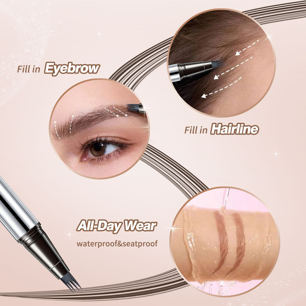 OLIBOLLA Four-Fork Liquid Eyebrow Pencil, Long-Lasting, Smudge-Proof, Waterproof & Sweat-Proof Brow Gel