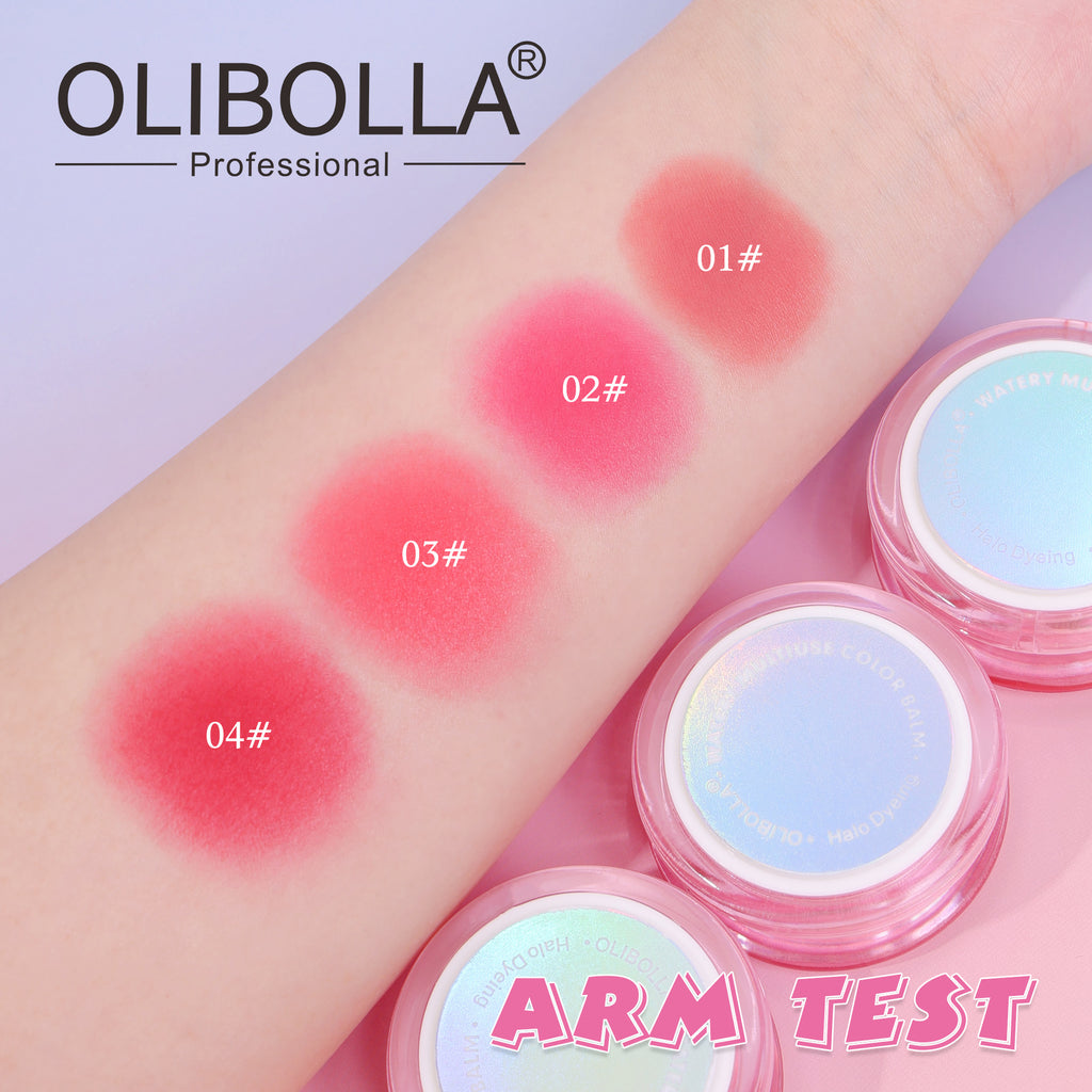 OLIBOLLA Matte & Glossy 4-Color Blush Cream, Rouge, Stereo Blush Mud
