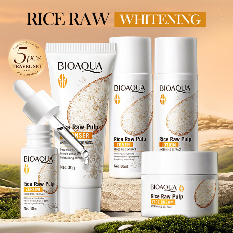 BIOAOUA Rice Original Pulp Whitening Travel 5-Piece Set 30g+30ml+30ml+10ml+15g