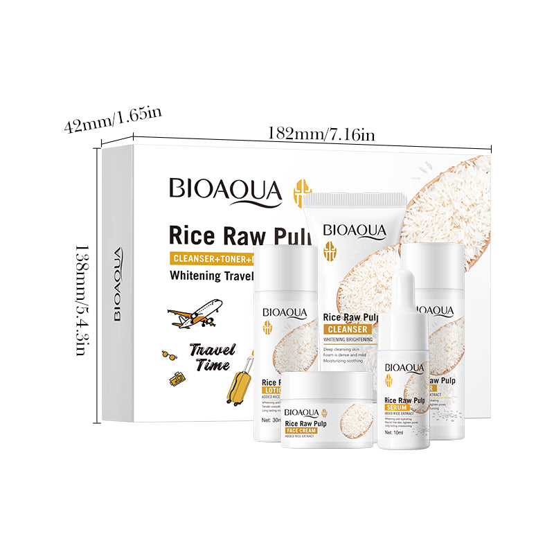 BIOAOUA Rice Original Pulp Whitening Travel 5-Piece Set 30g+30ml+30ml+10ml+15g