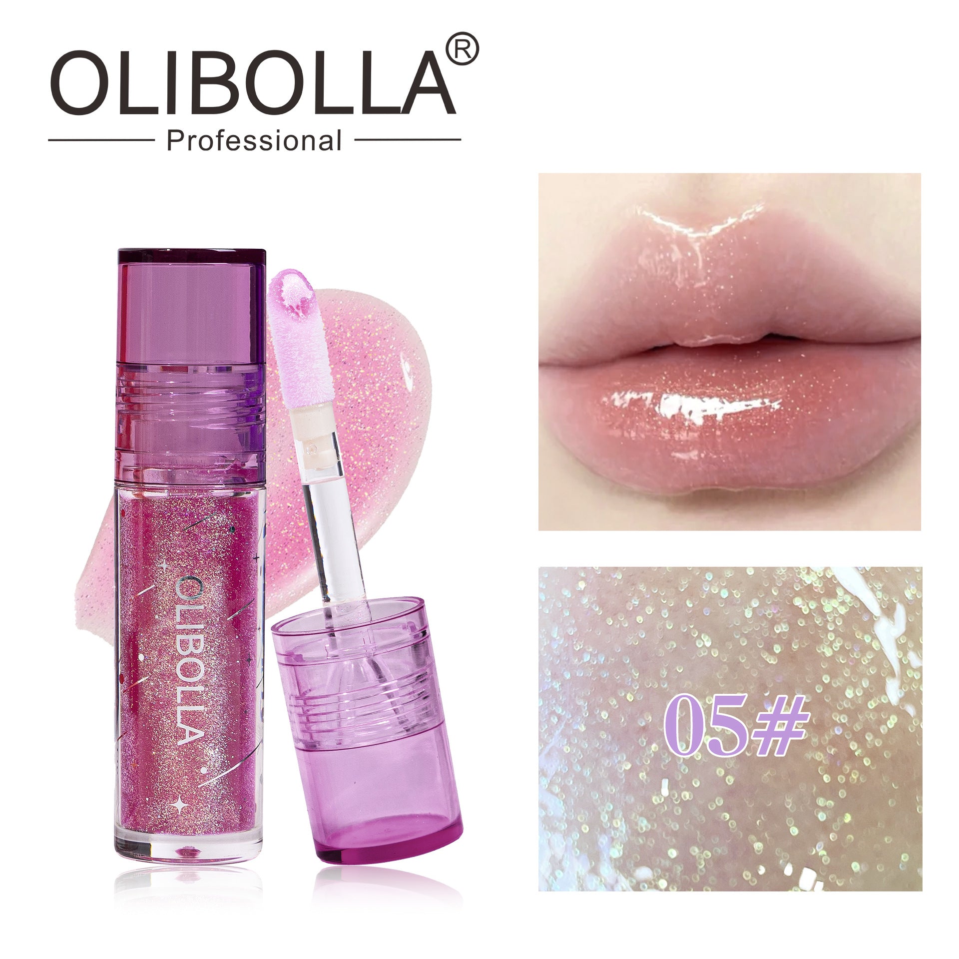 OLIBOLLA Glossy Shimmer Multi-color Lip Glaze Non-stick Cup Lip Oil