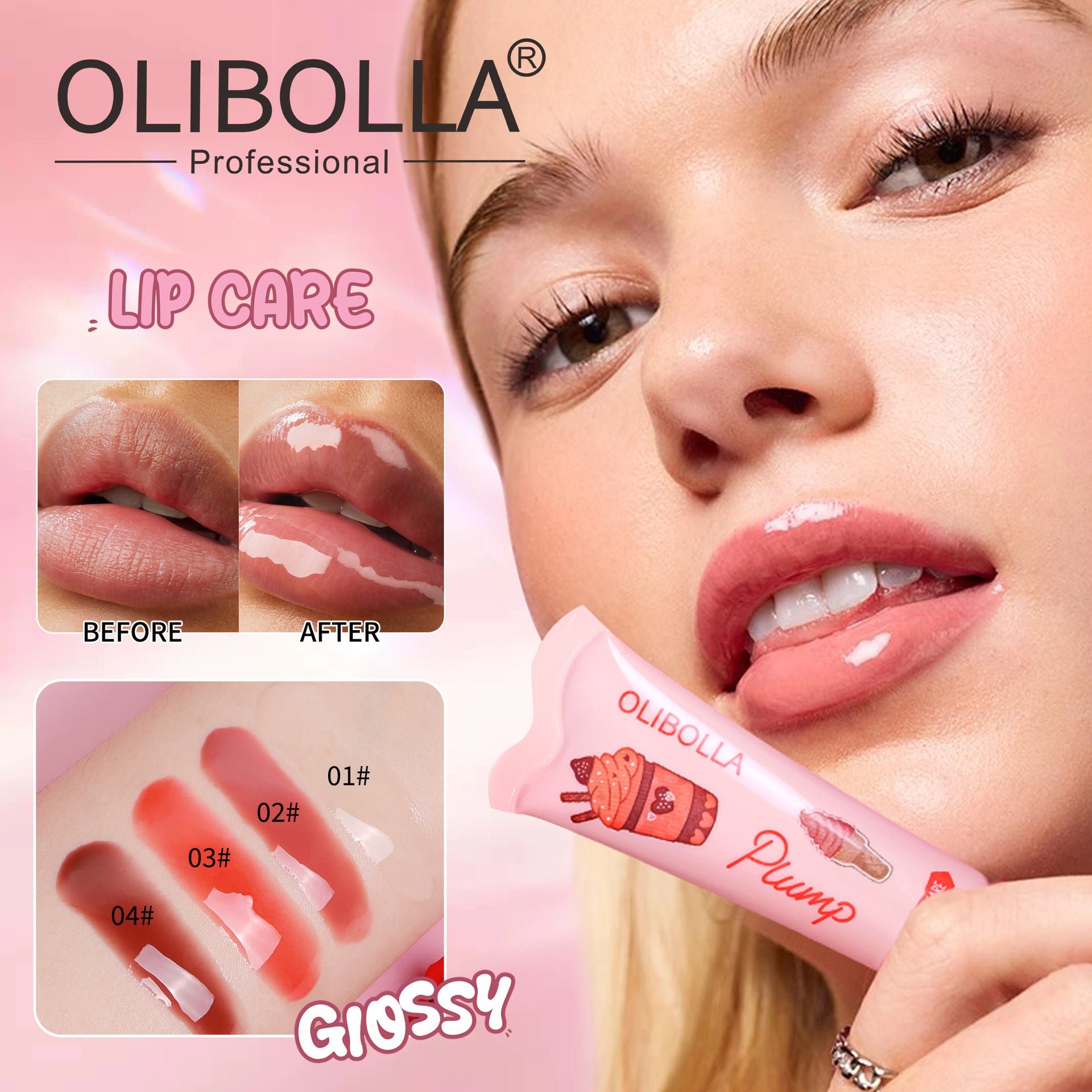 OLIBOLLA Glossy Mirror Lip Balm Long Lasting Moisturizing Non-stick Cup Lip Color