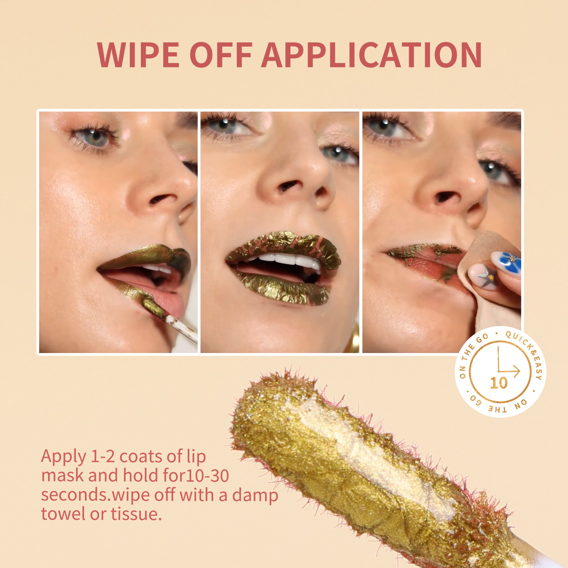 24K Gold Peel-off Lip Mask Tint Long-lasting Non-stick Lip Glaze