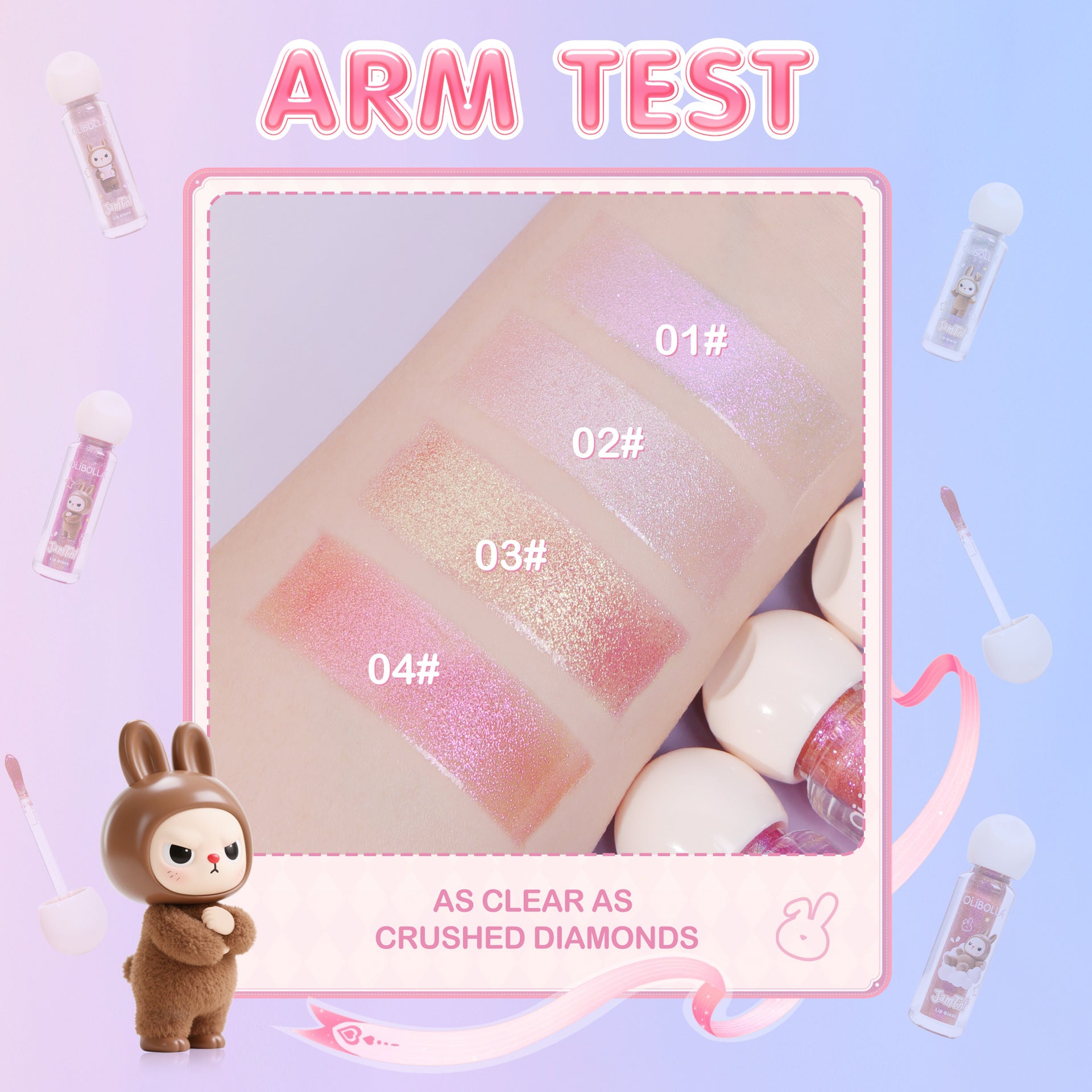 Labubu Shimmer Glow Lip Gloss, Long-Lasting, Easy to Apply, Hydrating Plump Lips