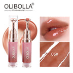 OLIBOLLA Mirror Lip Glaze with Metal Massage Tip, Lip Line Reducing