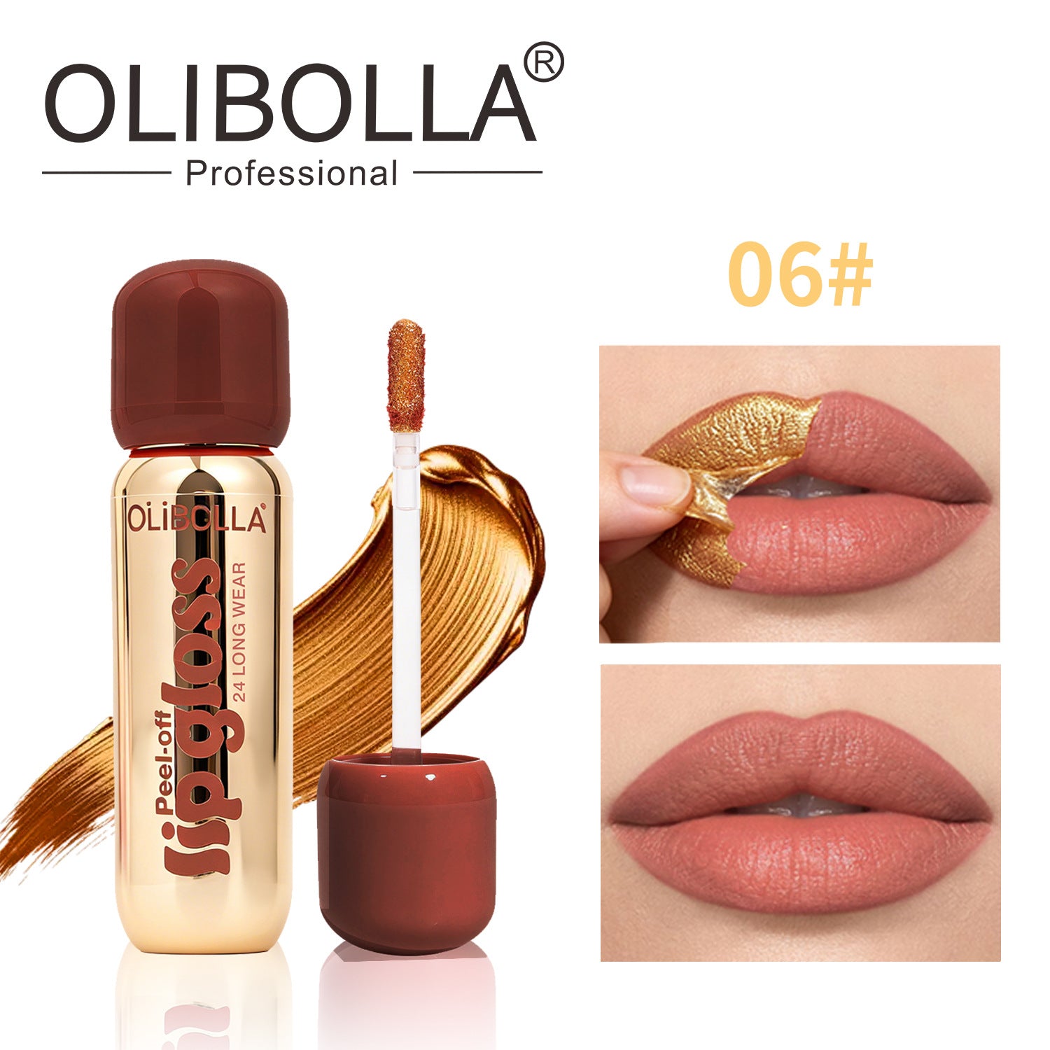 OLIBOLLA Matte Gold Peel-off Lip Liner Gloss Waterproof Long-lasting