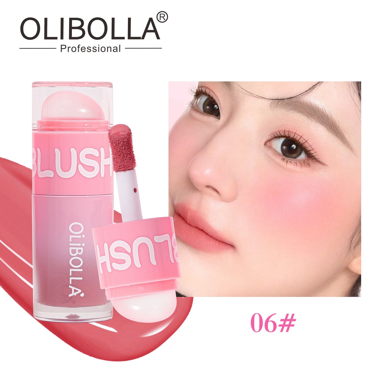 OLIBOLLA 6 Colors Double-ended Liquid Blush Blendable Waterproof Longwear Blush Stick