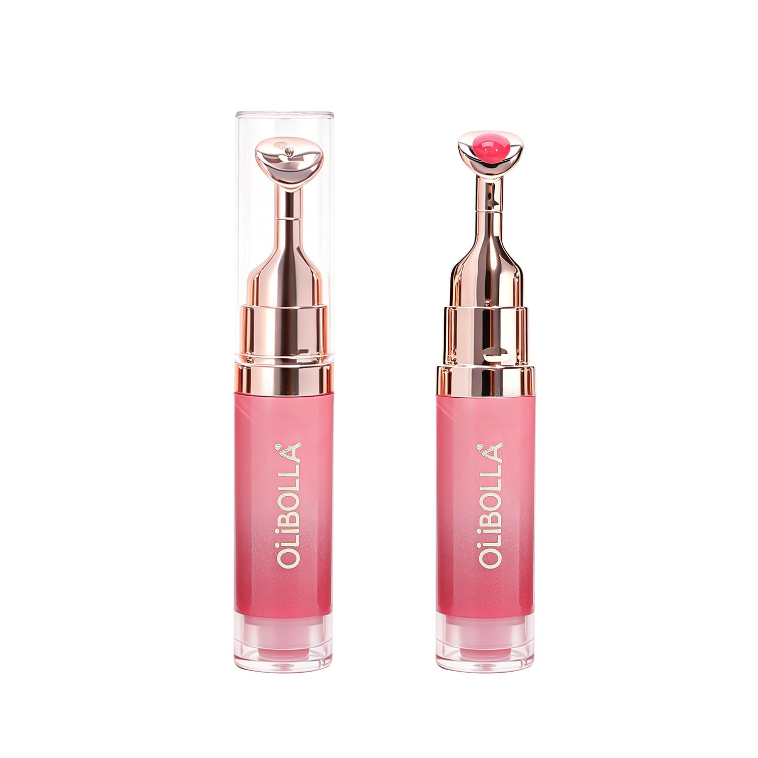 OLIBOLLA Mirror Lip Glaze with Metal Massage Tip, Lip Line Reducing