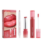 OLIBOLLA Waterproof Makeup Set: Glossy Lip Glaze + Matte Lip Liner + Lipstick