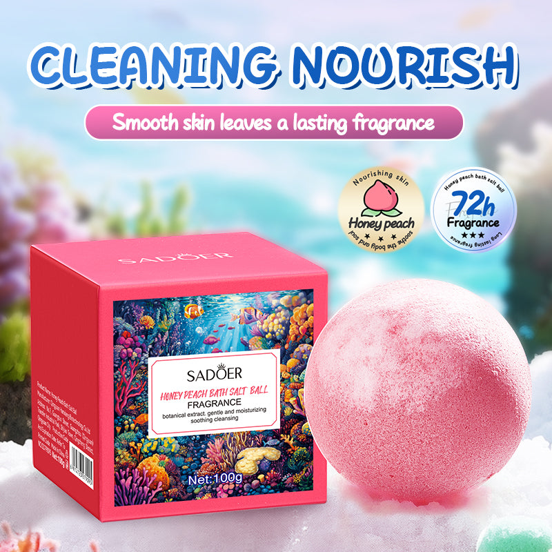 SADOER Peach Fragrance Bath Salt Ball (Red-White) 100g (sinking)