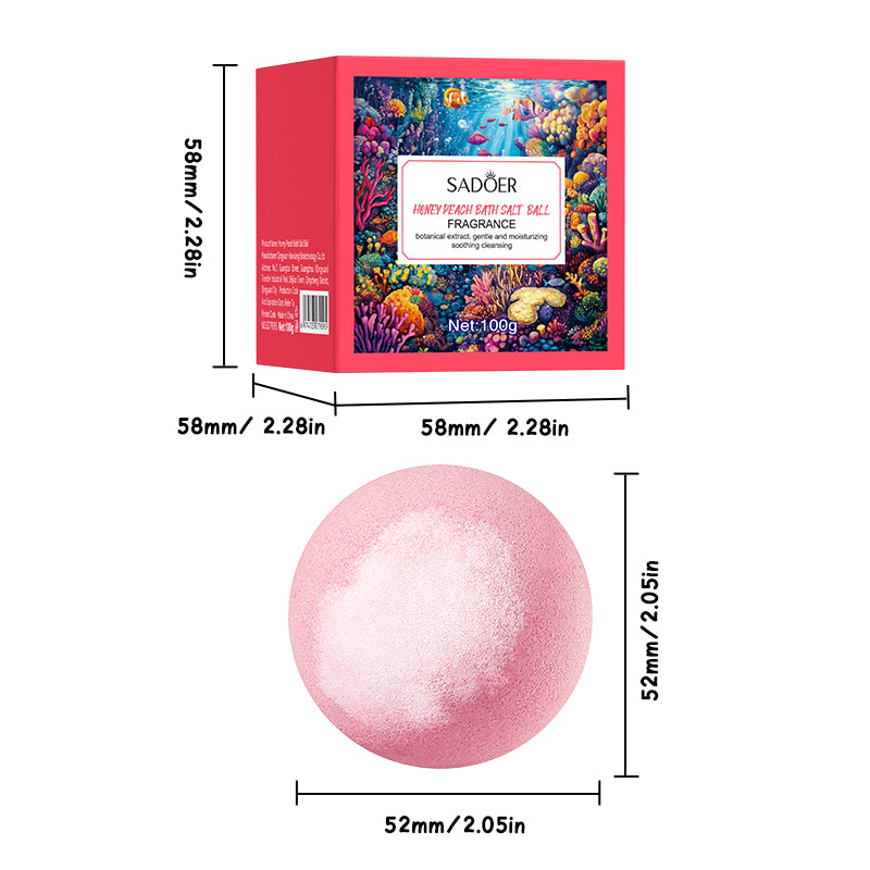 SADOER Peach Fragrance Bath Salt Ball (Red-White) 100g (sinking)