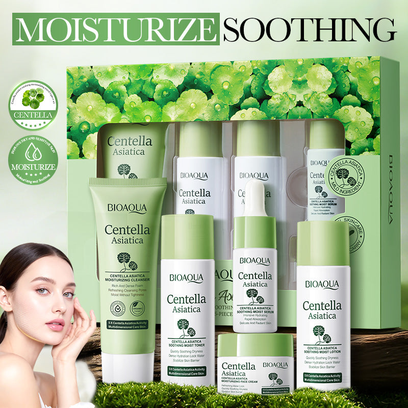 BIOAOUA Centella Soothing Moisturizing Travel 5-Piece Set 10ml+30g+30ml*2+15g