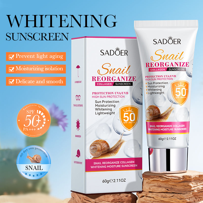 SADOER Snail Recombinant Collagen Whitening, Moisturizing, and Sunscreen Cream
60g