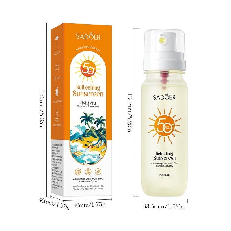 SADOER Hydrating Multi-effect Sunscreen Spray is refreshing and moisturizing