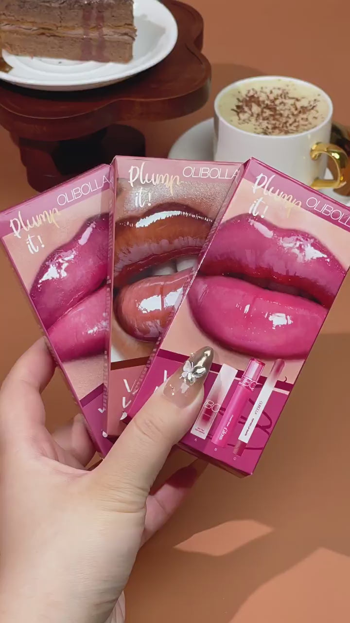 Lip Makeup Set: Lip Liner + Hydrating Lip Glaze + Mirror Lipstick, 3 Pieces